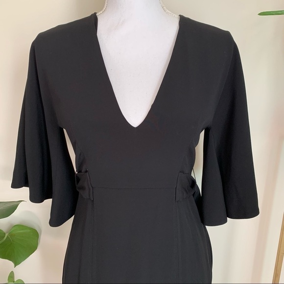 Alexis V Neck Waist Tie Dress in Black sz XS - Picture 3 of 5